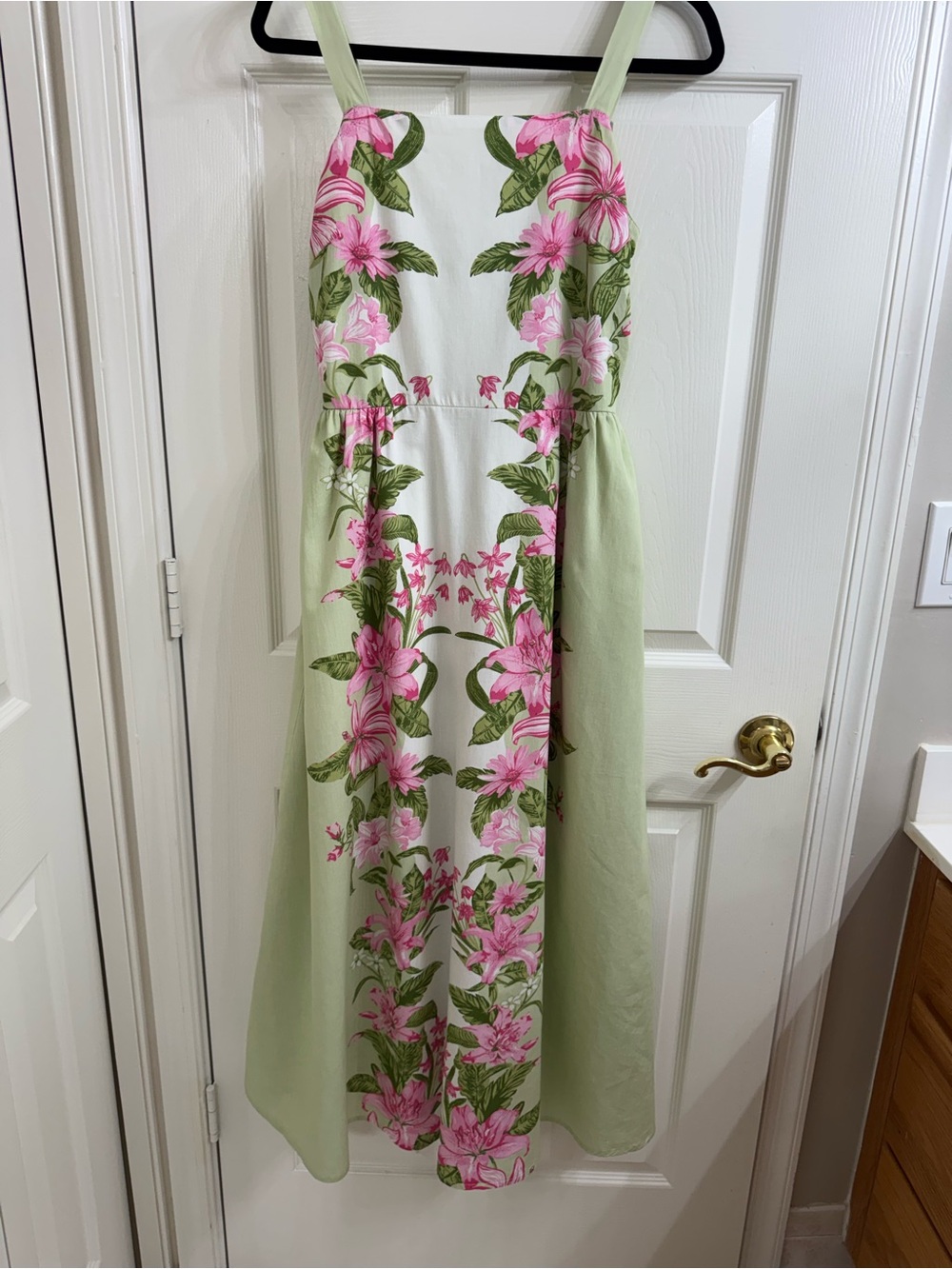 LEA Floral Pink & Light Green Floral Sundress with Pockets Size S